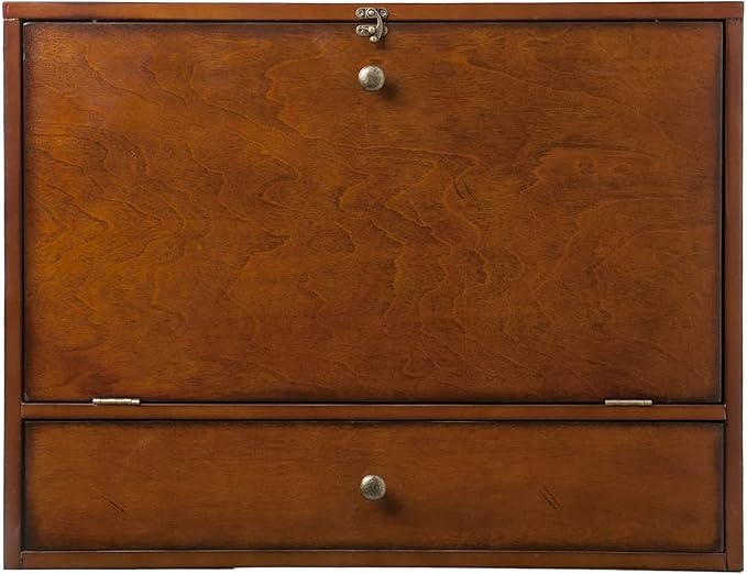 SEI Furniture Benwick Wall Mount Laptop Desk - Brown Mahogany (L x W x H): 26 x 6 x 20 inches - LeafyLoom