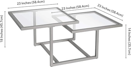 Henn&Hart 43" Wide Square Coffee Table in Nickel, Modern coffee tables for living room, studio apartment essentials - LeafyLoom