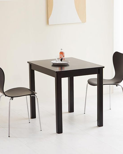 Livinia No.7 Mid-century Modern Wooden Dining Chairs Set of 2, Contemporary Stackable Bentwood Kitchen Interior Armless Chairs with Steel Legs (Black) - LeafyLoom