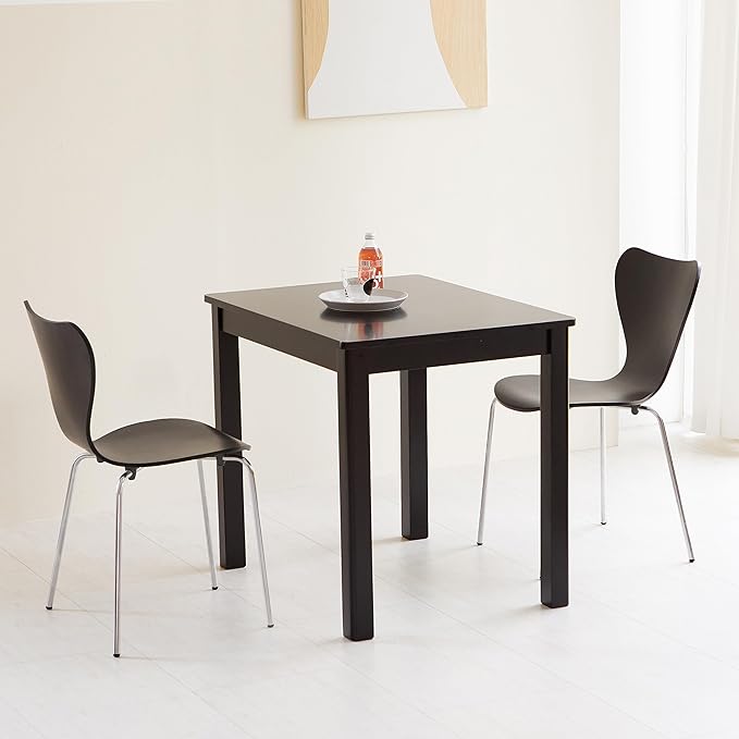 Livinia No.7 Mid-century Modern Wooden Dining Chairs Set of 2, Contemporary Stackable Bentwood Kitchen Interior Armless Chairs with Steel Legs (Black) - LeafyLoom