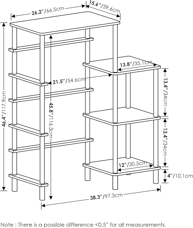 Furinno Turn-N-Tube Toolless Kitchen Storage Shelf Tall, Americano/Black - LeafyLoom