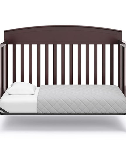 Graco Benton 5-in-1 Convertible Crib (Espresso) – GREENGUARD Gold Certified, Converts from Baby Crib to Toddler Bed, Daybed and Full-Size Bed, Fits Standard Full-Size Crib Mattress - LeafyLoom