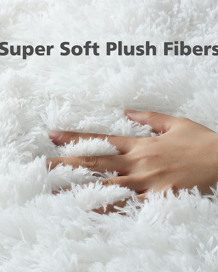 Ophanie Machine Washable 6 x 9 Rugs for Living Room,White,Large Fluffy Fuzzy Plush Shag Comfy Soft,Non-Slip Indoor Floor Carpet,for Kids Boys Girls Dorm，Room,Bedroom,Playroom，Home Decor Aesthetic - LeafyLoom