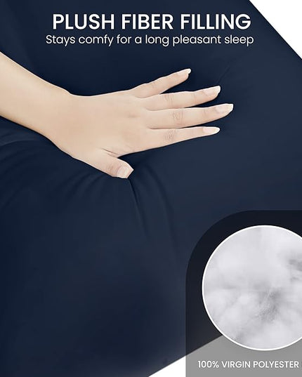 Utopia Bedding Full Body Pillow for Adults (Navy, 20 x 54 Inch), Long Pillow for Sleeping, Large Pillow Insert for Side Sleepers - LeafyLoom