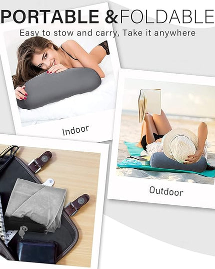Wedge Pillow, Inflatable Travel Camping Pillow for Sleeping, Bed Wedges Pillow for Sleep Apnea Back Pain Acid Reflux Knee Relief, Portable Body Positioners for Leg Elevation(Gray) - LeafyLoom