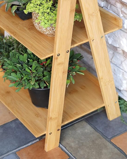 HYNAWIN Corner Ladder Shelf Storage Shelving, 5 Tier Books/CDs/Albums/Files Holder in Living Room Home Office,Simple Assembly - LeafyLoom
