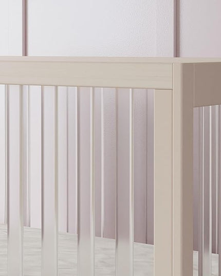 Babyletto Harlow Acrylic 3-in-1 Convertible Crib with Toddler Bed Conversion Kit in Washed Natural with Acrylic Slats, Greenguard Gold Certified - LeafyLoom