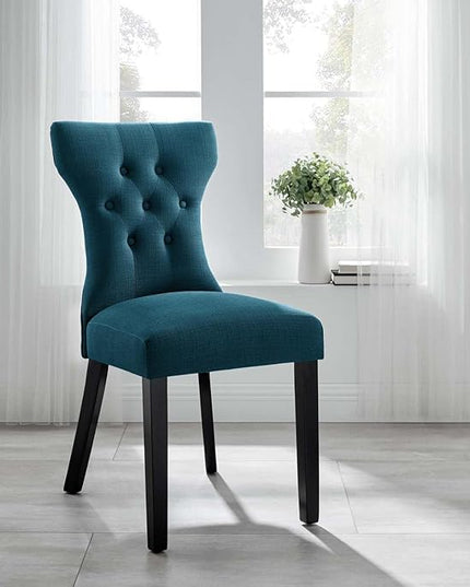 Modway Silhouette Modern Tufted Upholstered Fabric Parsons Kitchen Room, One Dining Chair, Azure - LeafyLoom