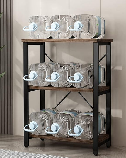 3 Tier Industrial Solid Wood Bookcases, Open Etagere Bookshelf with Metal Frame, Rustic Wood and Metal Shelving Storage Organizer for Living Room Book shelves Furniture (AY01-3tier) - LeafyLoom