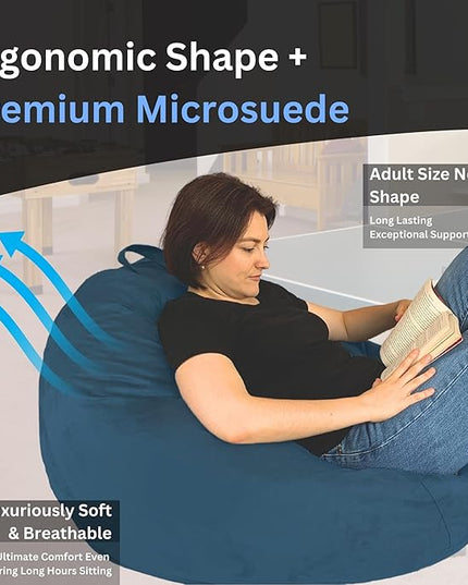 Bean Bag Stuffed Animal Storage Or Cover | No Filler | Extra Large | for Adults Or Kids | Double Stitched | Durable Zipper | Premium Microsuede - LeafyLoom