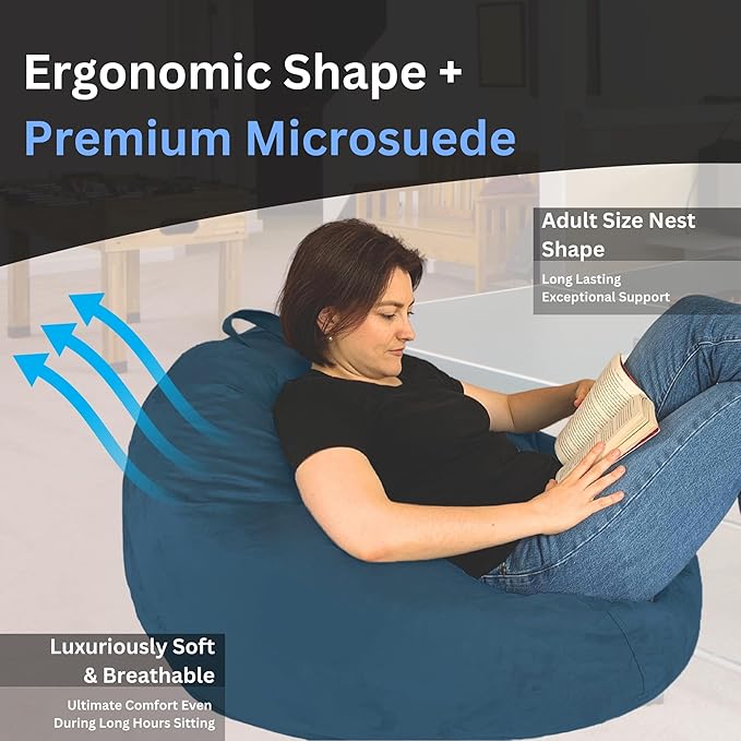 Bean Bag Stuffed Animal Storage Or Cover | No Filler | Extra Large | for Adults Or Kids | Double Stitched | Durable Zipper | Premium Microsuede - LeafyLoom