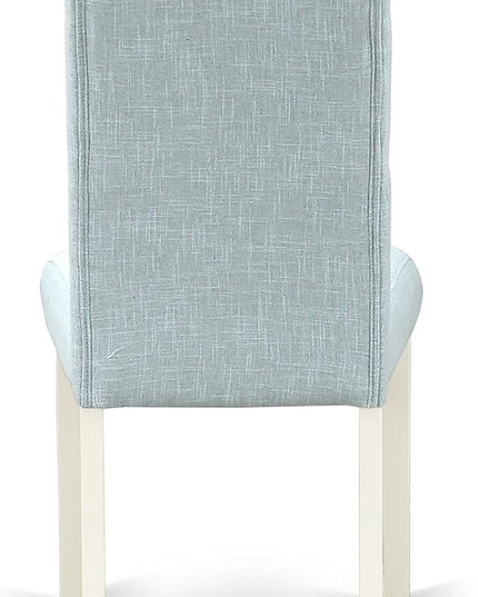 East West Furniture Oxford 3 Piece Set for Small Spaces Contains a Square Dining Room Table and 2 Baby Blue Fabric Upholstered Chairs, 36x36 Inch, Linen White - LeafyLoom
