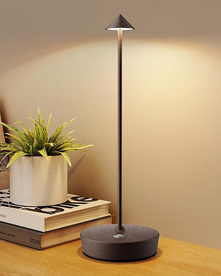 Cordless Table Lamp,Portable Outdoor LED Table Lamp Waterproof 6000mAh Battery Desk Lamp, 3 Color Stepless Dimming Table Light for Restaurant/Bedroom/Bar/Outdoor Party/Camping - LeafyLoom