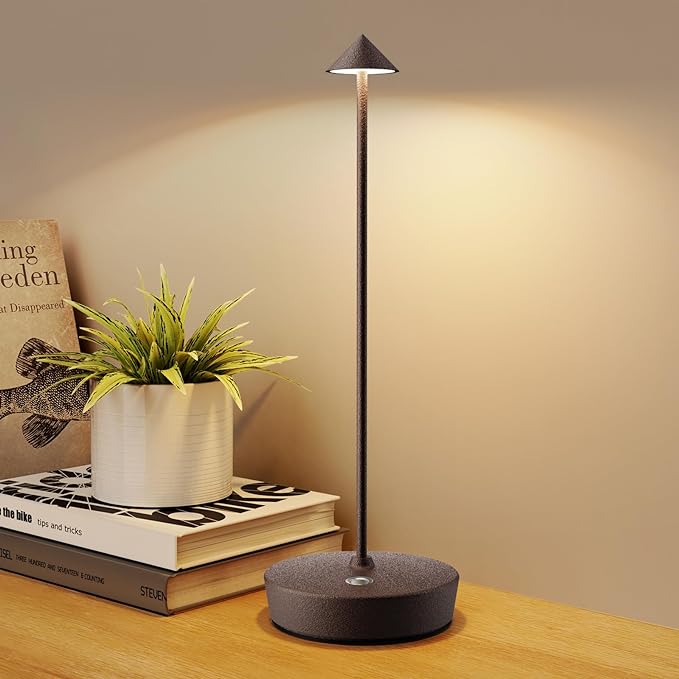 Cordless Table Lamp,Portable Outdoor LED Table Lamp Waterproof 6000mAh Battery Desk Lamp, 3 Color Stepless Dimming Table Light for Restaurant/Bedroom/Bar/Outdoor Party/Camping - LeafyLoom