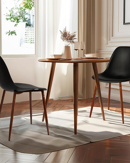 CangLong Modern Popular Dining Chairs Set 2 with Plastic seat and Metal Legs for Dining&Lving Room,Black - LeafyLoom