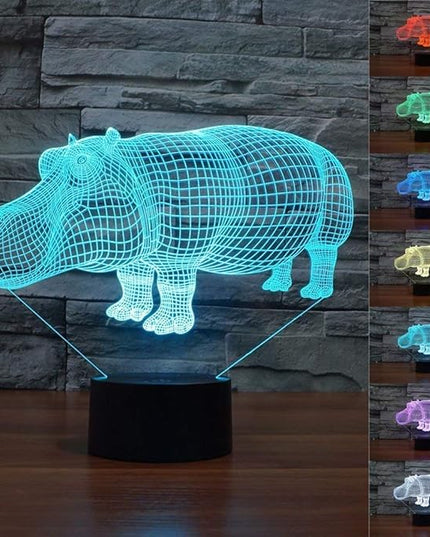 3D Hippo Night Light LED USB 7 Color Change LED Table Lamp Xmas Toy Gift - LeafyLoom