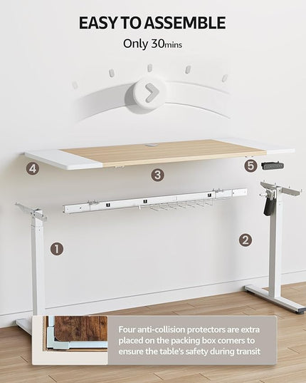 Electric Standing Desk Adjustable - 48 x 24 Inch Sit Stand up Desk with Cable Management - 3 Memory Preset Adjustable Height Desk Computer Home Office Desk - LeafyLoom