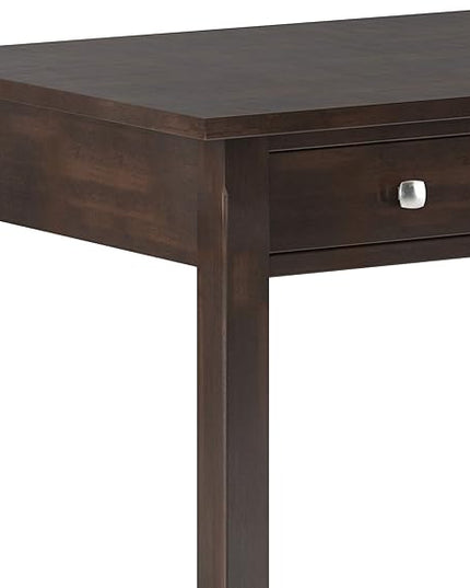 SIMPLIHOME Avalon SOLID WOOD Contemporary 60 Inch Wide Large Desk in Tobacco Brown, For the Office Desk, Writing Table, Workstation and Study Table - LeafyLoom