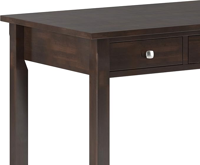 SIMPLIHOME Avalon SOLID WOOD Contemporary 60 Inch Wide Large Desk in Tobacco Brown, For the Office Desk, Writing Table, Workstation and Study Table - LeafyLoom