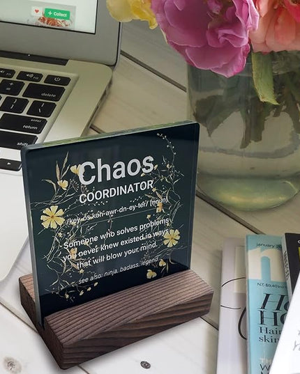Chaos Coordinator Gifts for Women Office Manager Gifts for Women Desk Accessories for Women Office Funny Chaos Coordinator Desk Sign Cute Desk Accessories Set for Women Office ads2 black - LeafyLoom