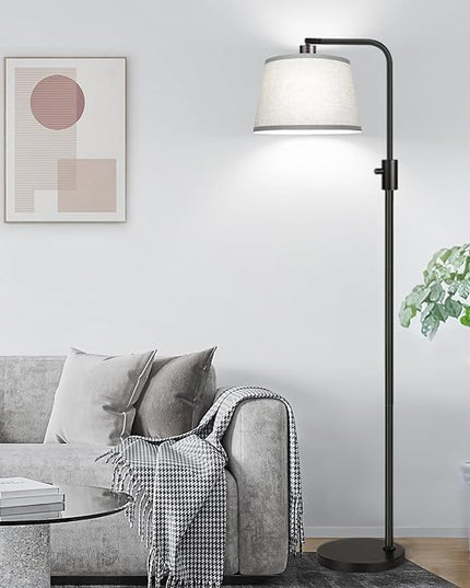 【Upgraded】 Dimmable Floor Lamp, 1000 Lumens LED Edison Bulb Included, Arc Floor Lamps for Living Room Modern Standing Lamp with Gray Shade, Tall Lamps for Living Room Bedroom Office Dining Room - LeafyLoom