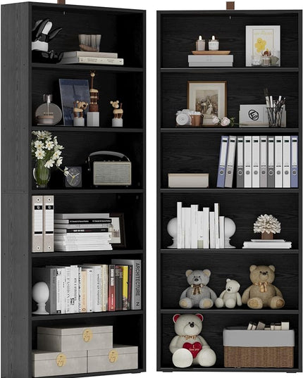 IRONCK Bookshelves and Bookcases Set of 2 Floor Standing 6 Tier Display Storage Shelves 70in Tall Bookcase Home Decor Furniture for Home Office, Living Room, Bed Room - LeafyLoom