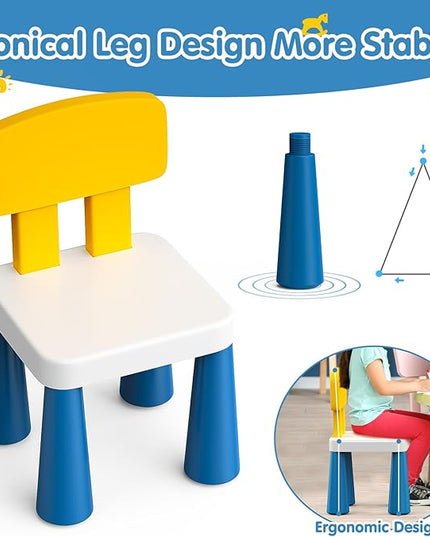 Arscniek 2Pcs Plastic Toddler Chair, Lightweight and Sturdy Kids Chair, 17" Height Little Seat Chairs for Home, Kindergarten, Playroom, Lawn, Beach, Indoor or Outdoor Use for Girls Boys Age 3-7 (Blue) - LeafyLoom