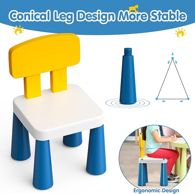 Arscniek 2Pcs Plastic Toddler Chair, Lightweight and Sturdy Kids Chair, 17" Height Little Seat Chairs for Home, Kindergarten, Playroom, Lawn, Beach, Indoor or Outdoor Use for Girls Boys Age 3-7 (Blue) - LeafyLoom