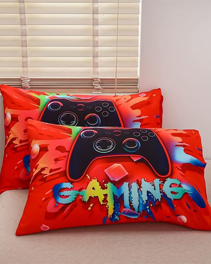 Aimuan Gaming Comforter Sets for Boys Kids Bedding Sets Video Games Console Action Buttons Novelty Colorful Game Gamepad Controller Modern Gamer Room Decor Home Quilt Set (Twin, Red) - LeafyLoom