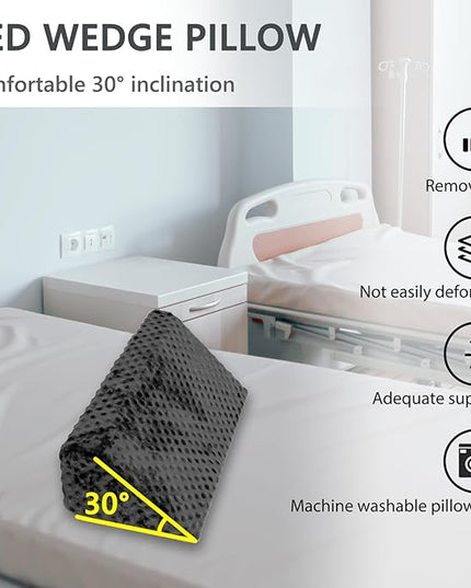 Wedge Pillow for Side Sleeping, Body Positioning Foam Wedge Pillow, Side Wedge Pillow for Sleeping Non-Slip Back Positioning Pillow for Bed Sore Wedge (Black) - LeafyLoom