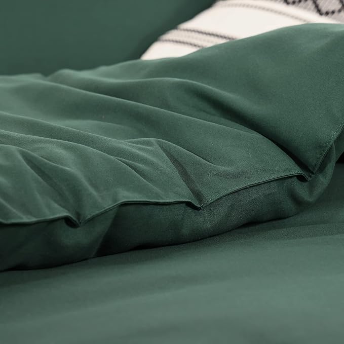 JANZAA King Size Comforter Set Emerald Comforter Set 3PCS (1 Ruffled Comforter Set and 2 Pillowcases) Fluffy Comforter Set Vintage Farmhouse Shabby Chic Bedding Soft All Season - LeafyLoom