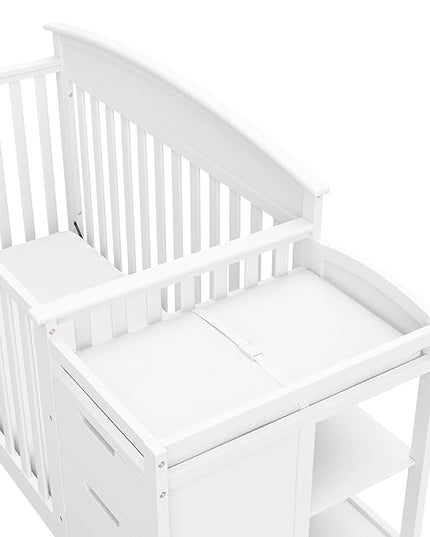Graco Benton 4-in-1 Convertible Crib and Changer (White) – Crib and Changing Table Combo, Includes Water-Resistant Changing Pad, 3 Drawers, Converts to Toddler Bed, Daybed and Full-Size Bed - LeafyLoom