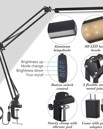 Modern LED Desk Lamp with Adjustable Brightness and Color Temperature, Eye-Caring, Architect Desk Lamp for Office, Home, Reading, Drawing - LeafyLoom
