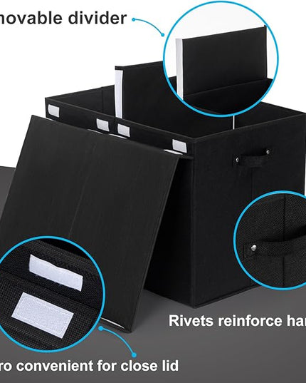 122L Large Toy Box Chest with Lid, Foldable Toy Storage Organizer Bin Boxes with Removable Divider for Kids, Boys, Girls, Nursery, Playroom, 26"x17" x17"(Linen Black) - LeafyLoom