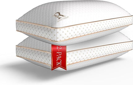 Royal Therapy 2-Pack Queen Memory Foam Pillow, Adjustable Shredded Odor-Free Pillow for Neck & Shoulder Pain Relief, Support for Back, Stomach, Side Sleepers, AirFlowPRO - LeafyLoom