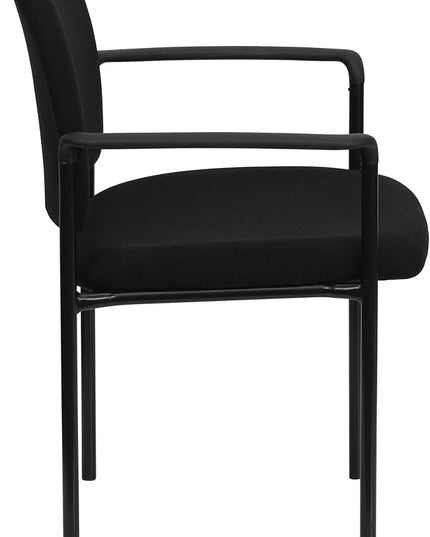 Flash Furniture Tiffany Side Reception Chair with Armrests, Stackable Fabric Waiting Room Chair for Commercial or Residential Use, Black - LeafyLoom