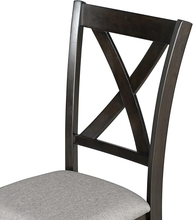 Room 6-Piece Farmhouse Dining Set with Wooden Rectangular Table, 4 Padded Chairs and 1 Bench for Family Kitchen Gatherings, Espresso - LeafyLoom