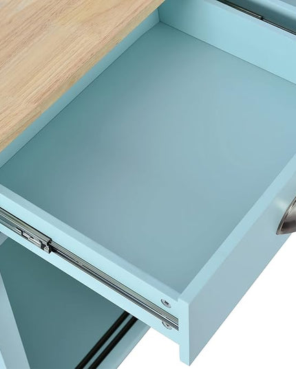 Mobile Kitchen Island with Solid Wood Tabletop, Storage Cabinet and 2 Drawers, Kitchencart w/Locking Wheels Drop Leaf, for Dining Room, Coffee Bar Service - LeafyLoom