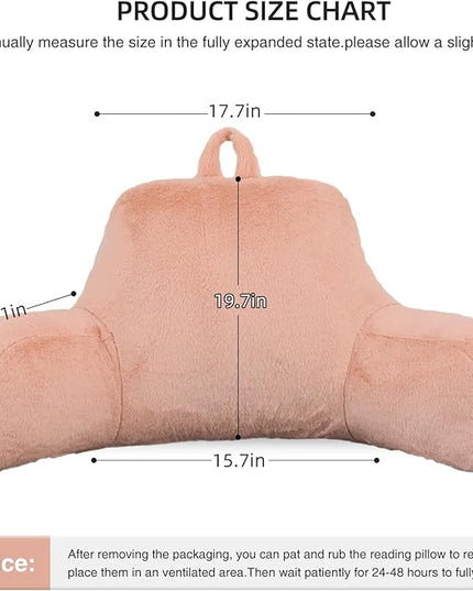 Aimuan Reading Pillow Bed Rest Wedge Large Adult Backrest Pillow with Arms Back Support for Sitting Up in Bed Cushion Incline Rest Sleeping Snoring Pillow, (Large, Blush) - LeafyLoom