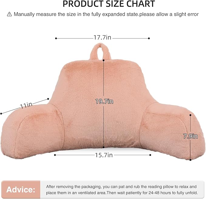 Aimuan Reading Pillow Bed Rest Wedge Large Adult Backrest Pillow with Arms Back Support for Sitting Up in Bed Cushion Incline Rest Sleeping Snoring Pillow, (Large, Blush) - LeafyLoom