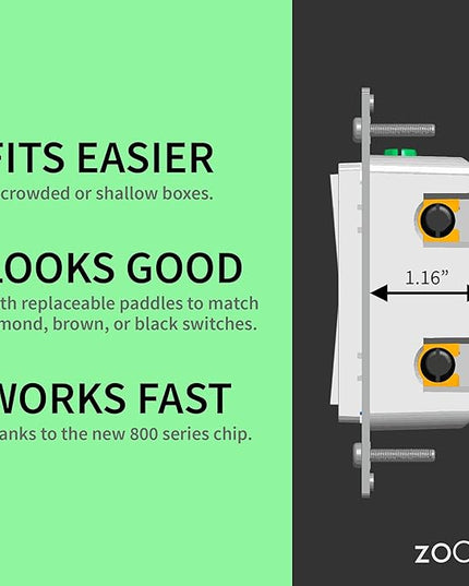 Zooz 800 Series Z-Wave Long Range Dimmer Switch ZEN72 800LR, White | Direct 3-Way (No Add-On Switch Needed) | Z-Wave Hub Required ZOOZ
