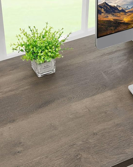 FATORRI L Shaped Computer Desk, Industrial Home Office Desk with Shelves, Reversible Wood and Metal Corner Desk (Walnut Brown, 59 Inch) - LeafyLoom