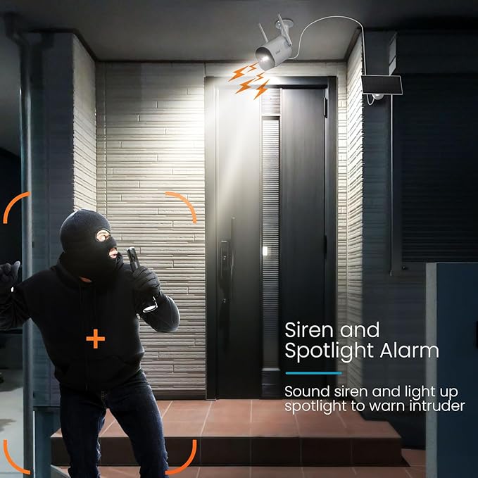 2K Solar Camera Security Outdoor with Spotlight & Siren, AI Detection Wireless Cameras for Home Security, 3MP Color Night Vision/2-Way Talk/Compatible with Alexa ieGeek