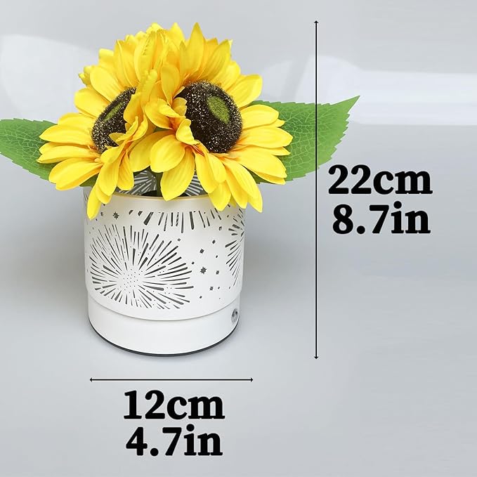 Sunflowers Lamp Touch Lam Artificial LED Sunflower Flowers with Glass Vase Table Lamp Night Light for Home Office Decor House Decorations Gift Idea - Rechargeable (Starry Sky Sunflower) - LeafyLoom