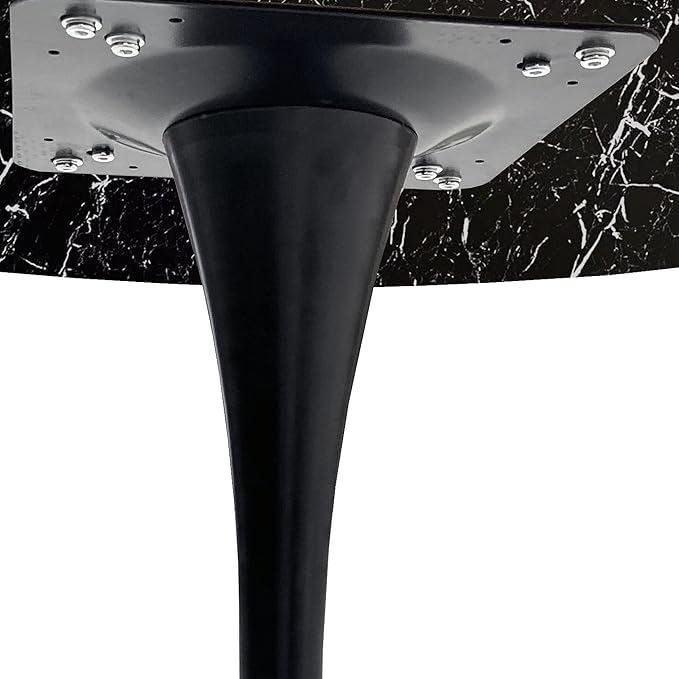 NicBex 42.13Inch Round Dining Table,Modern Kitchen Table with Printed Black Marble Tabletop and Metal Base for 2 to 4,Leisure Coffee Table for Kitchen,Small Space,Dining Living Room,Space-Saving,Black - LeafyLoom