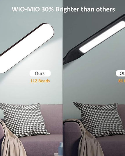 Floor Lamp, 15w/1000lm Bright LED Floor Lamp with Stepless Adjustable 3000K-6000K Colors and Dimmer, Remote and Touch Control Reading Lamp, Adjustable Gooseneck Floor Lamp for Living Room - LeafyLoom