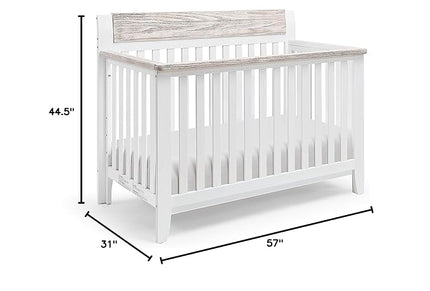 Suite Bebe Hayes 4 in 1 Convertible Crib, White and Wire Brushed Wood - LeafyLoom