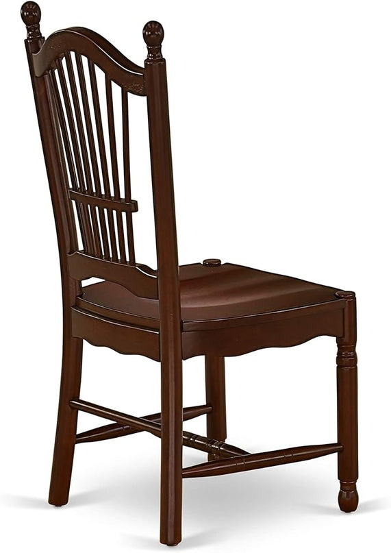 East West Furniture ANDO5-MAH-W Antique 5 Piece Dining Set for 4 Includes a Round Kitchen Table with Pedestal and 4 Dinette Chairs, 36x36 Inch - LeafyLoom