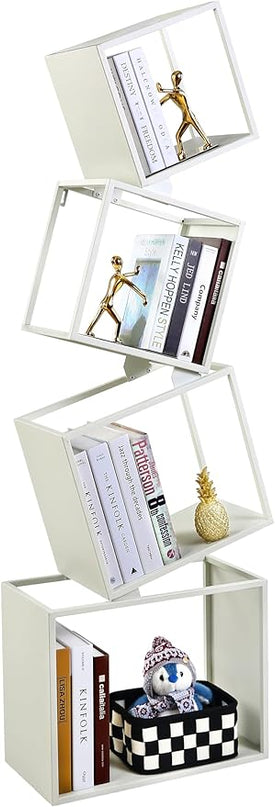 Bookshelf, 4-Tier Bookshelves, 49.2" Tall White Bookshelf, Book Shelf, Bookcase, Modern Book Storage, Storage Shelves for CDs/Books/Home Decor, Display Shelf for Living Room, Bedroom, Office - LeafyLoom