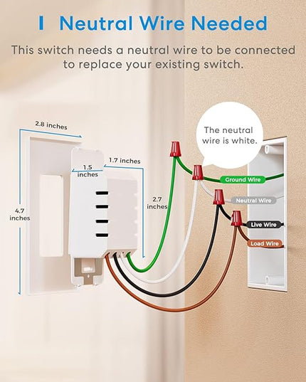 meross 4 Pack Smart Dimmer Switch Single Pole Supports Apple HomeKit, Alexa Google Assistant & SmartThings, 2.4Ghz WiFi Light Switch for Dimmable LED, Neutral Wire Required, Remote Control Schedule meross